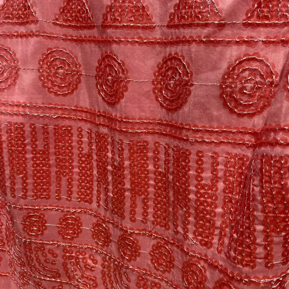 Oleg Cassini Pink Geometric Pattern Sequin Girly Silk Mini Cocktail Dress - Picture 7 of 8